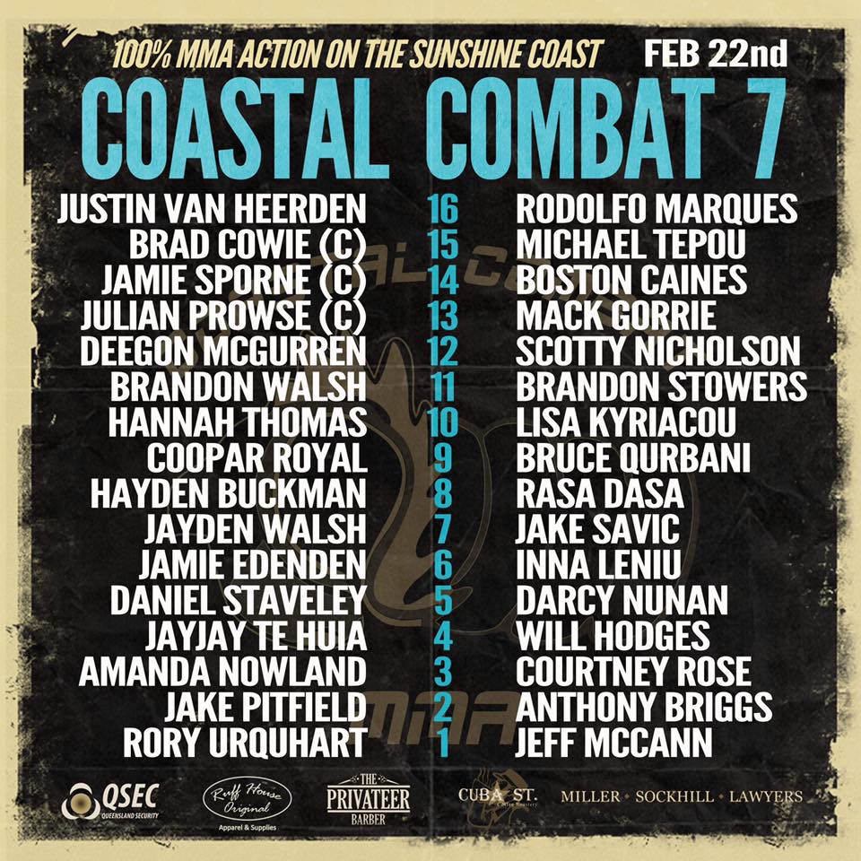Coastal Combat 7 Fight Card