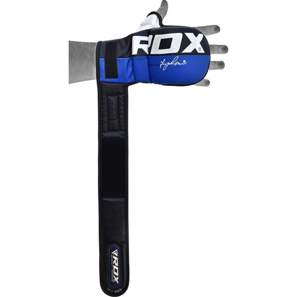 Long wrist strap of the Blue RDX T6 MMA Sparring Gloves