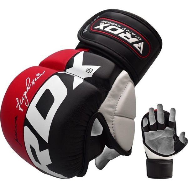 Both sides of the Red RDX T6 MMA Sparring Gloves